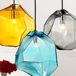 Criativo Cristal de Gelo Vidro Diamante Pingente Cromático Droplight Lâmpada Luz