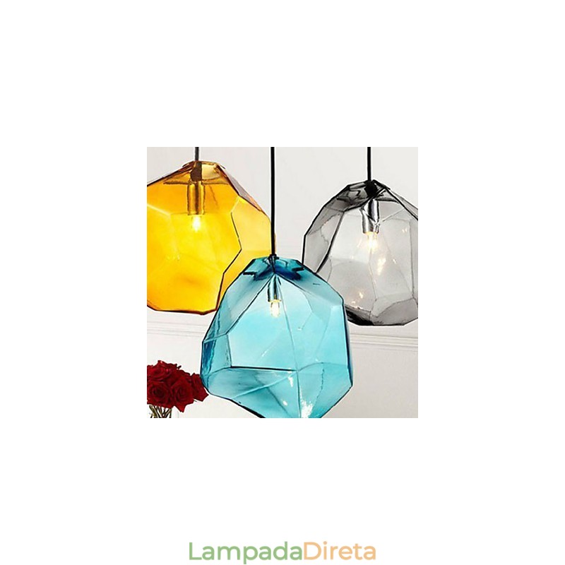Criativo Cristal de Gelo Vidro Diamante Pingente Cromático Droplight Lâmpada Luz