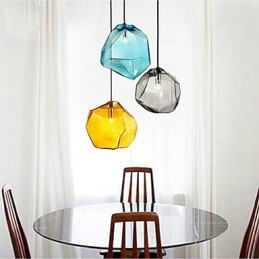 Criativo Cristal de Gelo Vidro Diamante Pingente Cromático Droplight Lâmpada Luz