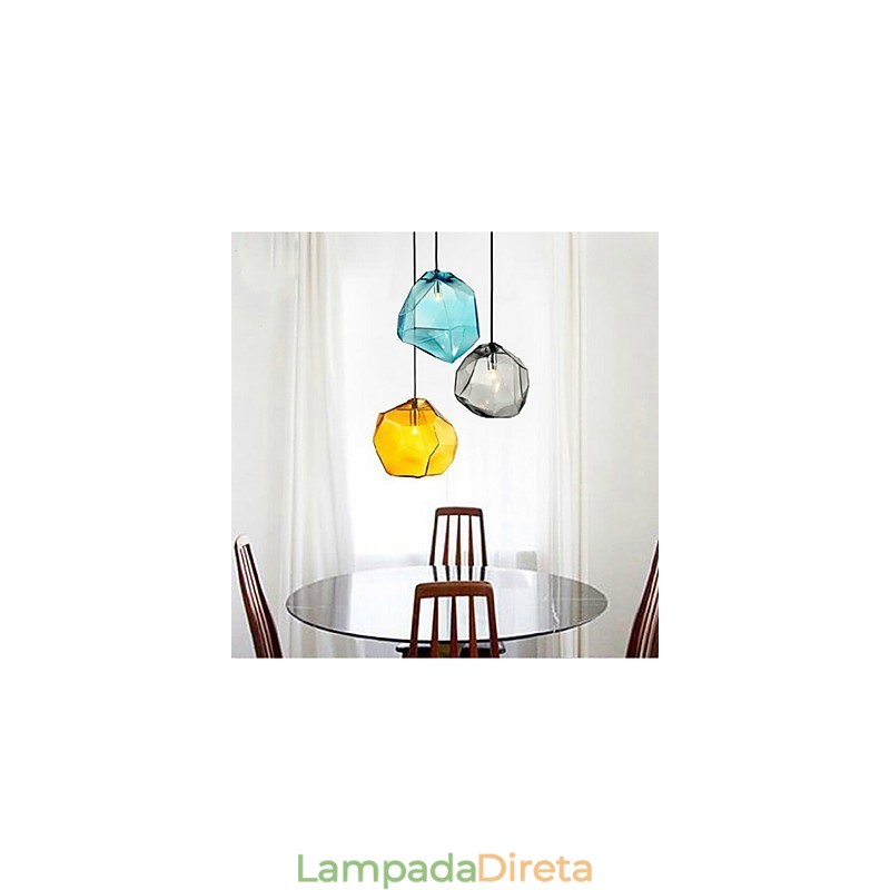 Criativo Cristal de Gelo Vidro Diamante Pingente Cromático Droplight Lâmpada Luz