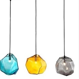 Criativo Cristal de Gelo Vidro Diamante Pingente Cromático Droplight Lâmpada Luz