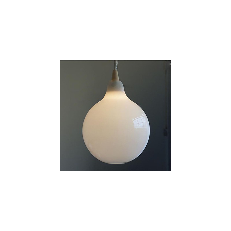 Luminária Pendente Garrafa de Vidro Branco Leite Curva Natural