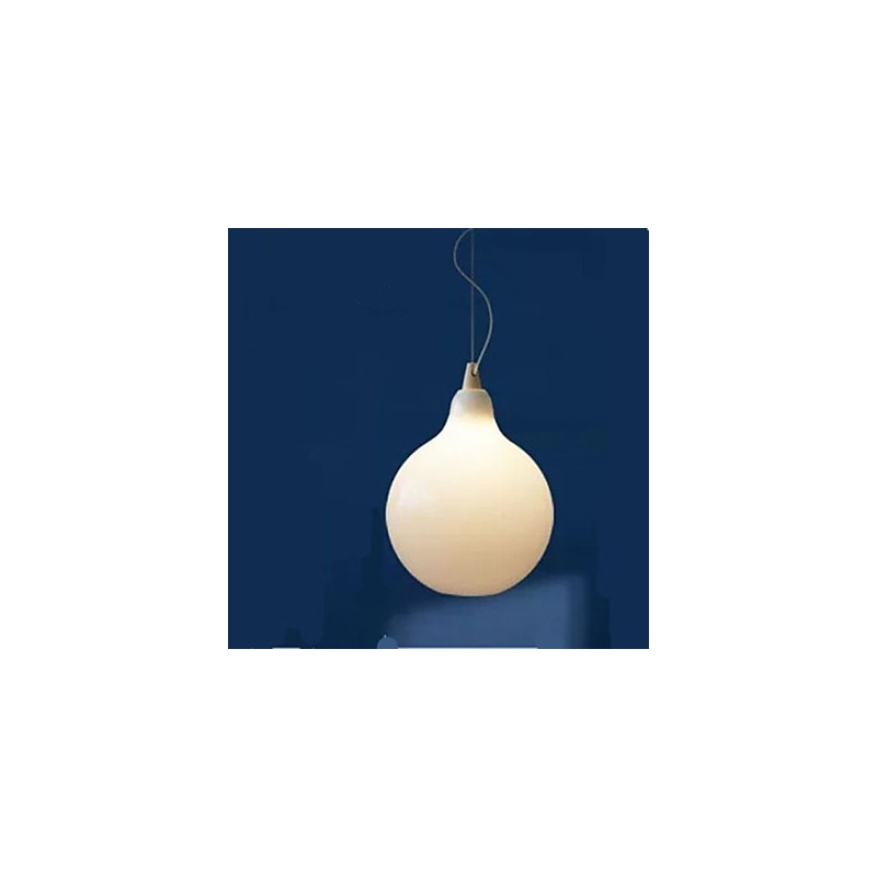 Luminária Pendente Garrafa de Vidro Branco Leite Curva Natural
