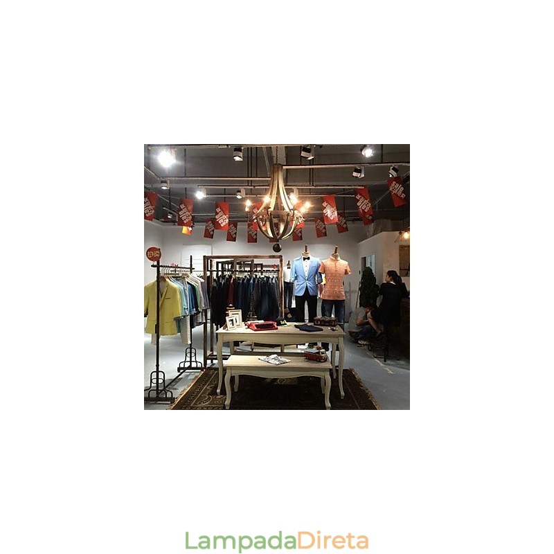 Lustre de madeira e bambu com pintura estilo vintage mini