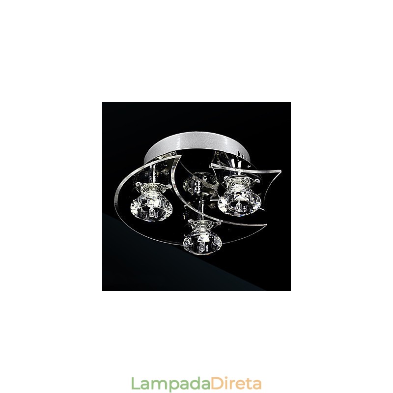 Lustre Moderno Cristal Living 3 Luzes