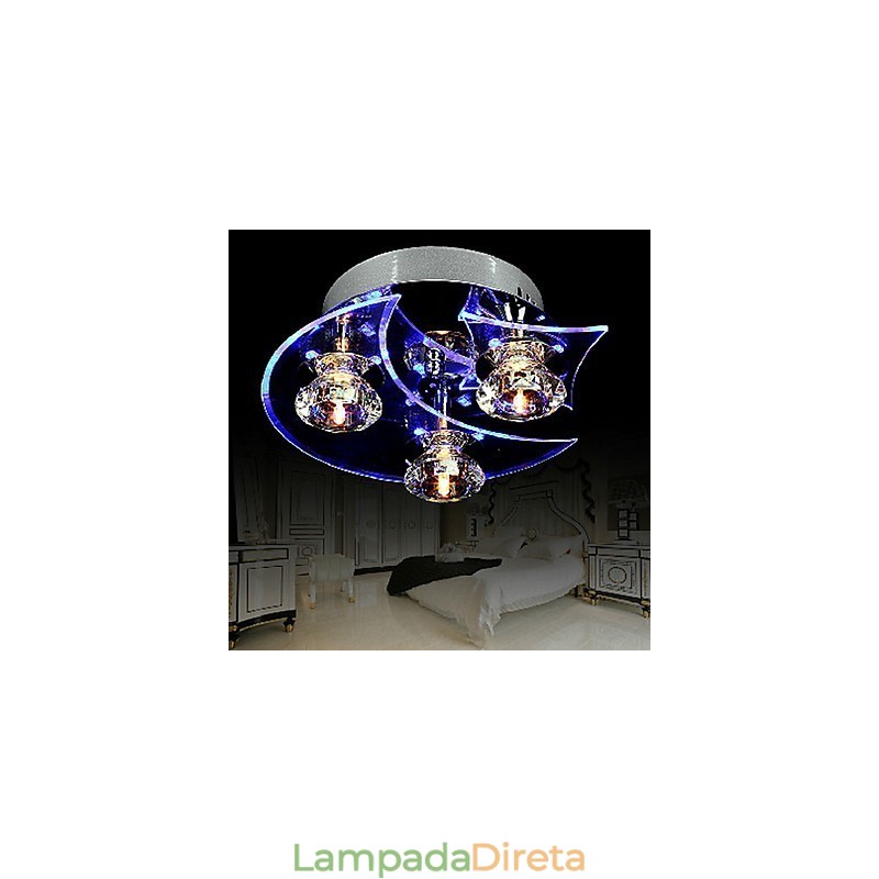 Lustre Moderno Cristal Living 3 Luzes