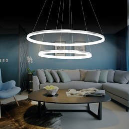 Luminária pendente de design moderno 4 anéis duplos de acrílico de alta qualidade