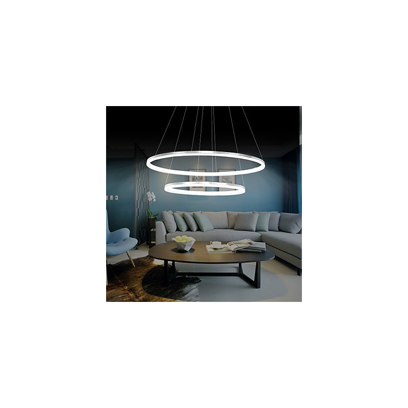Luminária pendente de design moderno 4 anéis duplos de acrílico de alta qualidade