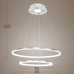 Luminária pendente de design moderno 4 anéis duplos de acrílico de alta qualidade