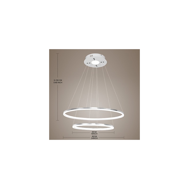 Luminária pendente de design moderno 4 anéis duplos de acrílico de alta qualidade