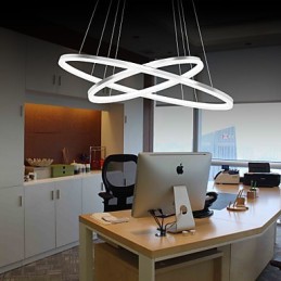 Luminária pendente de design moderno 4 anéis duplos de acrílico de alta qualidade