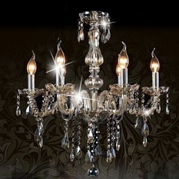Lustre de cristal de luxo com 6 luzes, cor conhaque, lustre de cristal K9