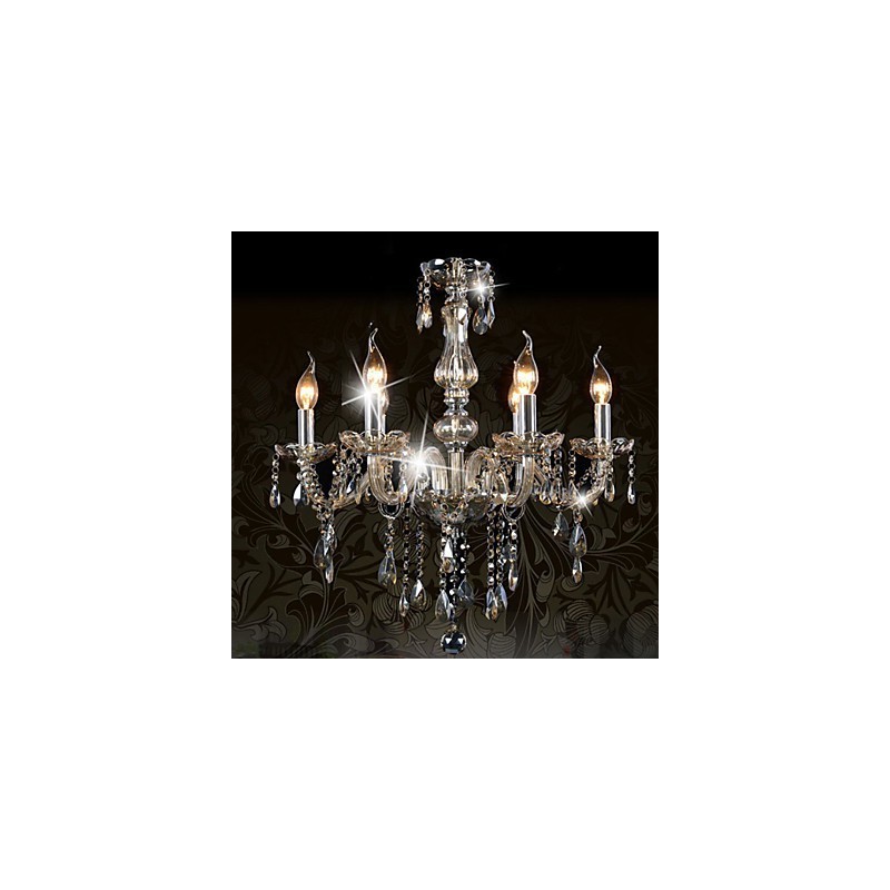 Lustre de cristal de luxo com 6 luzes, cor conhaque, lustre de cristal K9