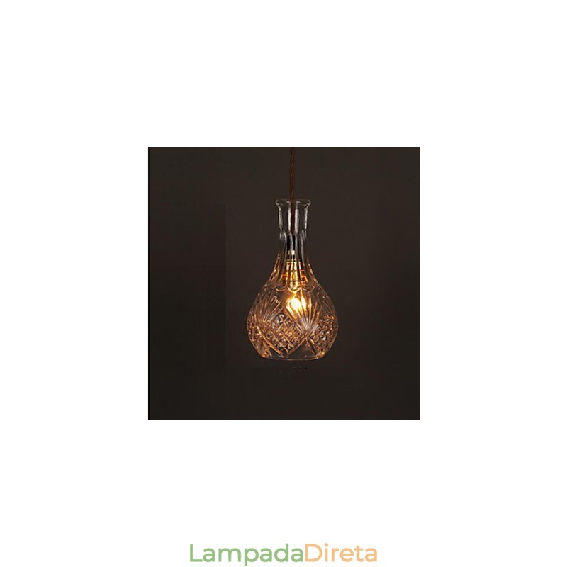 Lustre de vidro artístico esculpido criativo com garrafa romântica, luz pendente