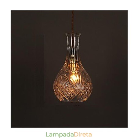 Lustre de vidro artístico esculpido criativo com garrafa romântica, luz pendente