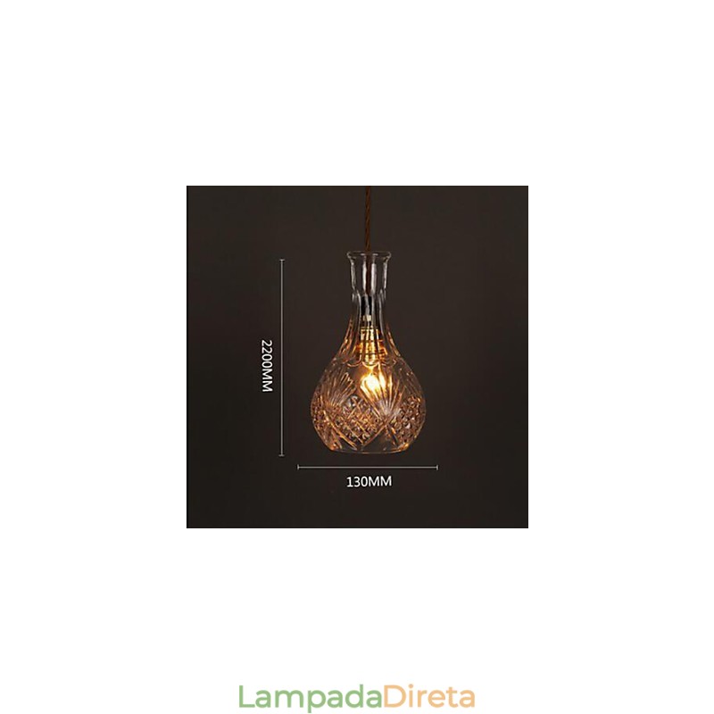 Lustre de vidro artístico esculpido criativo com garrafa romântica, luz pendente