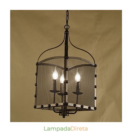 Um lustre de ferro forjado retrô industrial Wind Cafe com cobertura de rede Um lustre de ferro forjado retrô industrial Wind Cafe com cobertura de rede