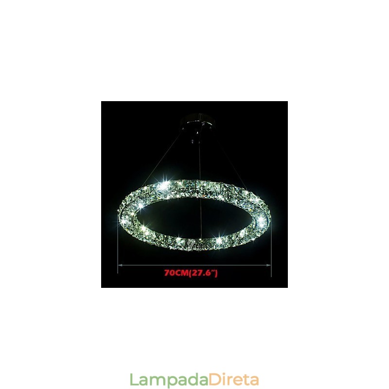 Luminária pendente de cristal moderna, única, D70CM, três lados, K9, cristal, luzes de teto internas, luminárias