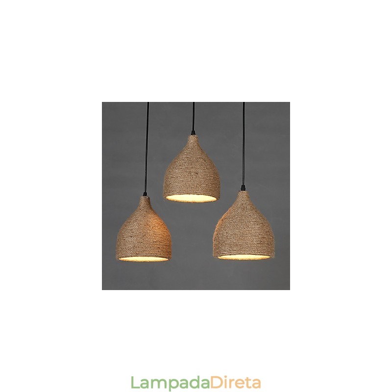 Country Lofts Restaurando Maneiras Antigas Corda de Cânhamo Lâmpada de Cabeça Única Pequena Droplight