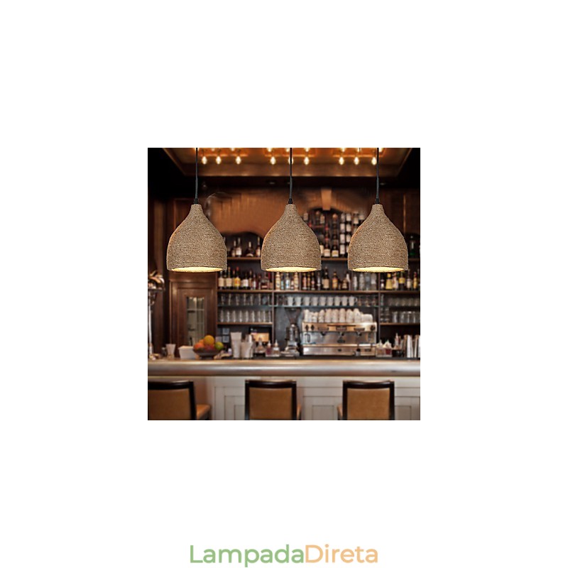 Country Lofts Restaurando Maneiras Antigas Corda de Cânhamo Lâmpada de Cabeça Única Pequena Droplight