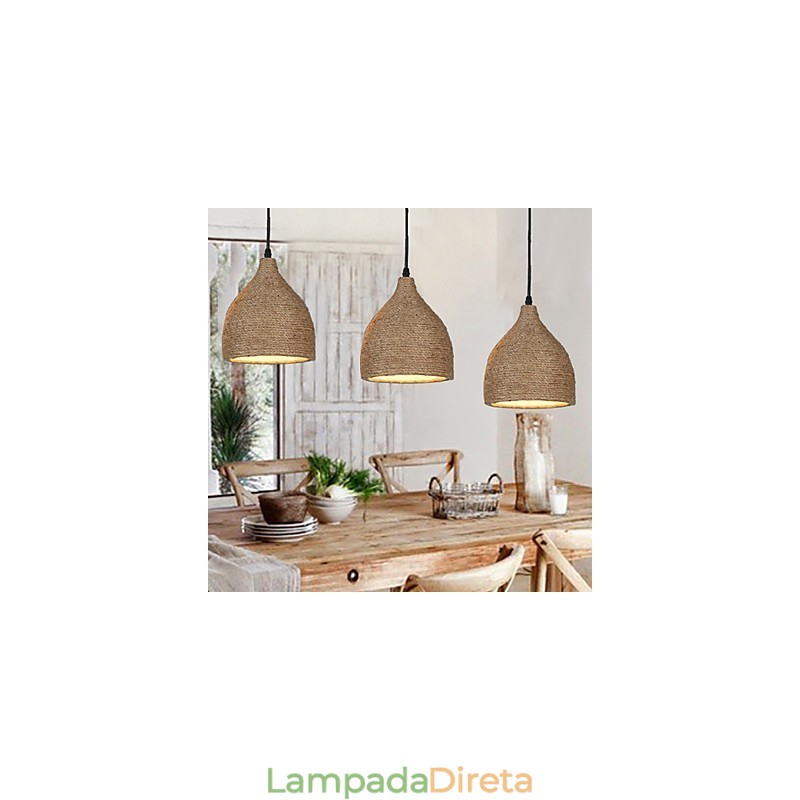 Country Lofts Restaurando Maneiras Antigas Corda de Cânhamo Lâmpada de Cabeça Única Pequena Droplight