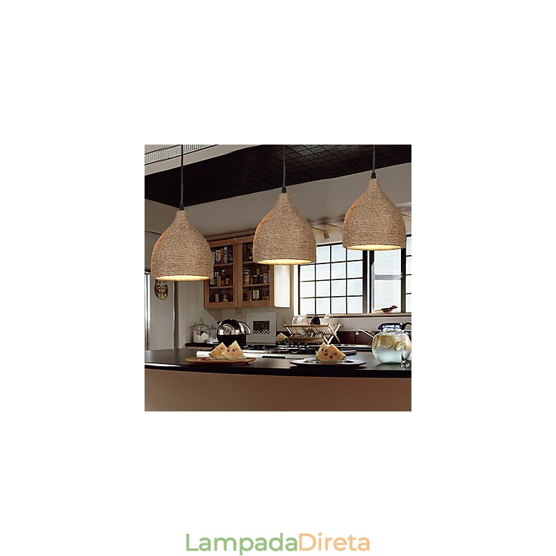 Country Lofts Restaurando Maneiras Antigas Corda de Cânhamo Lâmpada de Cabeça Única Pequena Droplight