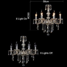 Lustre de cristal de luxo com 6 luzes, cor conhaque, lustre de cristal K9