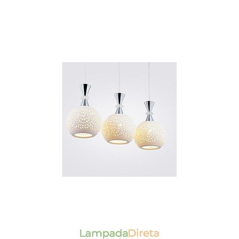 3 Cabeças Pendente Luz Moderna Contemporânea Metal