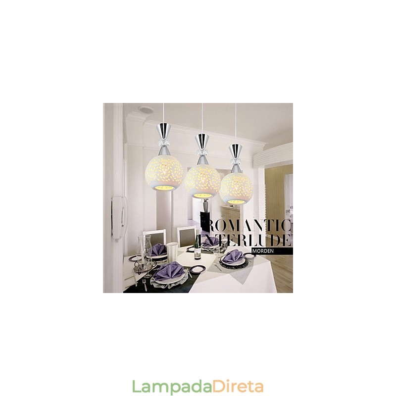 3 Cabeças Pendente Luz Moderna Contemporânea Metal