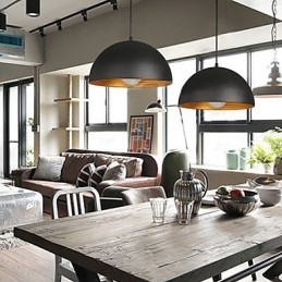 Lâmpada criativa redonda chaminé droplight ferro forjado personagem refeições lustre preto e branco