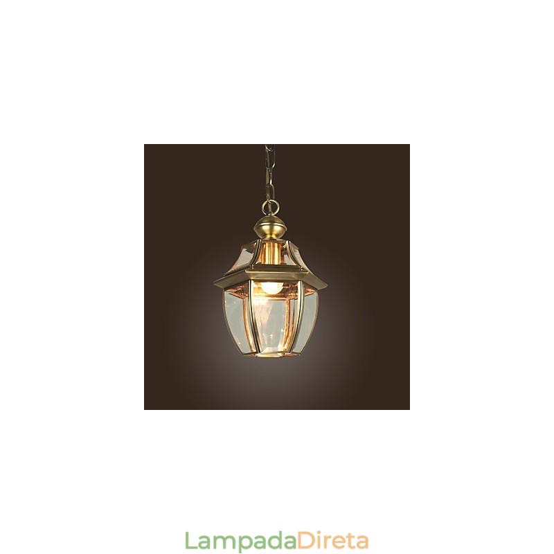 Luminária pendente galvanizada estilo mini lanterna clássica tradicional