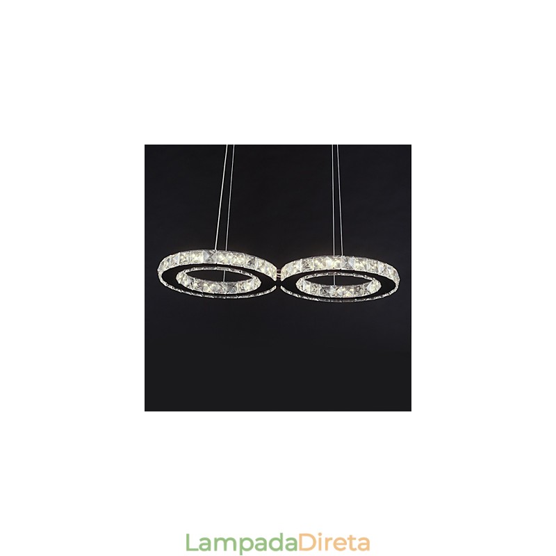 Luminária pendente moderna contemporânea de cristal cromado em metal