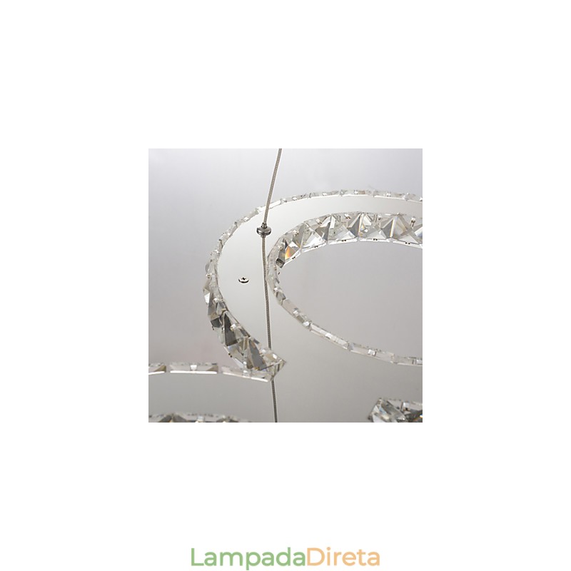 Luminária pendente moderna contemporânea de cristal cromado em metal
