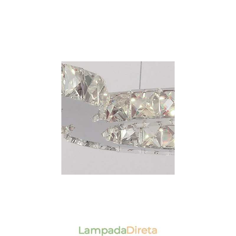 Luminária pendente moderna contemporânea de cristal cromado em metal