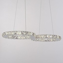 Luminária pendente moderna contemporânea de cristal cromado em metal