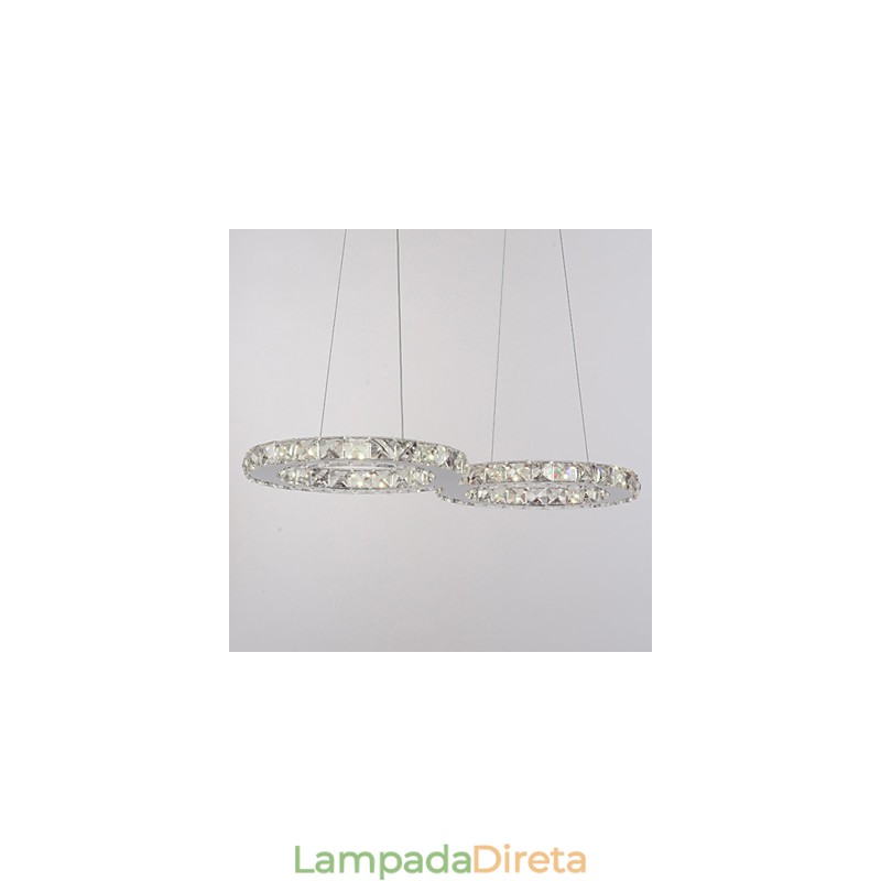 Luminária pendente moderna contemporânea de cristal cromado em metal