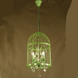 Vintage Ferro Gaiola Escada Lâmpada Lustre Cristal