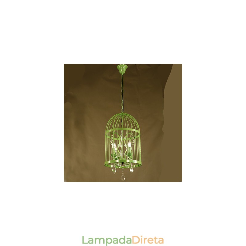 Vintage Ferro Gaiola Escada Lâmpada Lustre Cristal
