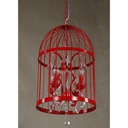 Vintage Ferro Gaiola Escada Lâmpada Lustre Cristal