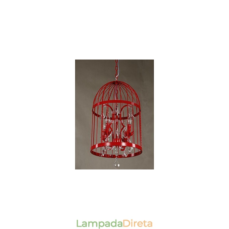 Vintage Ferro Gaiola Escada Lâmpada Lustre Cristal