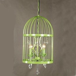 Vintage Ferro Gaiola Escada Lâmpada Lustre Cristal