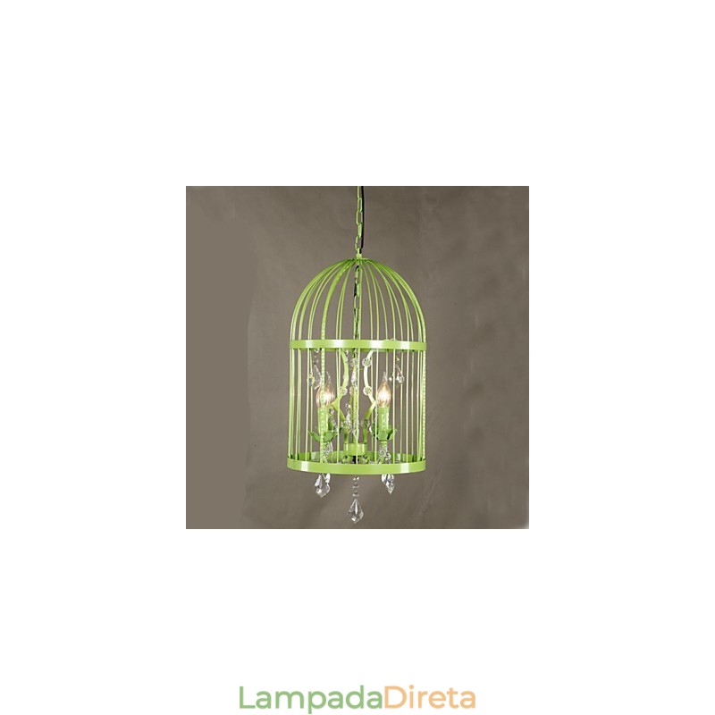 Vintage Ferro Gaiola Escada Lâmpada Lustre Cristal
