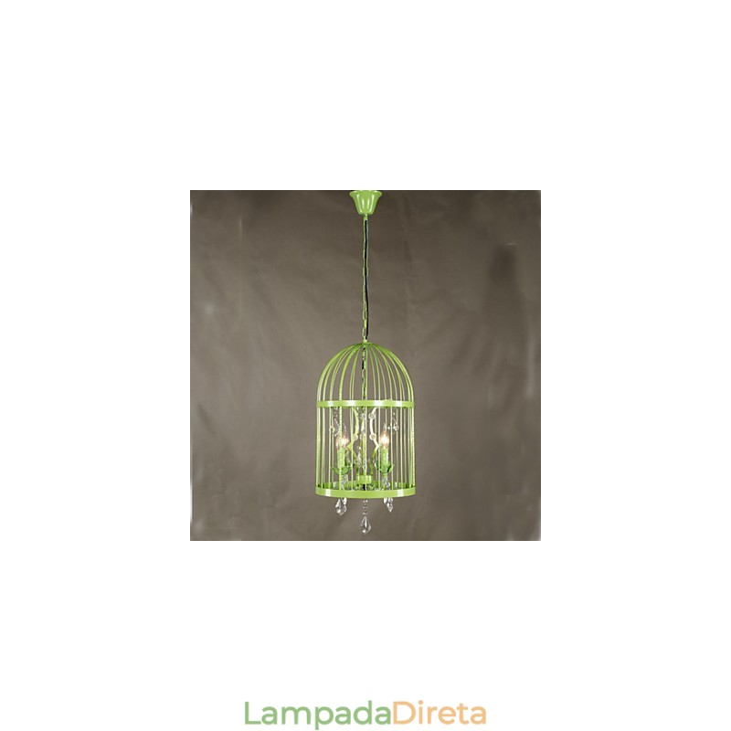 Vintage Ferro Gaiola Escada Lâmpada Lustre Cristal