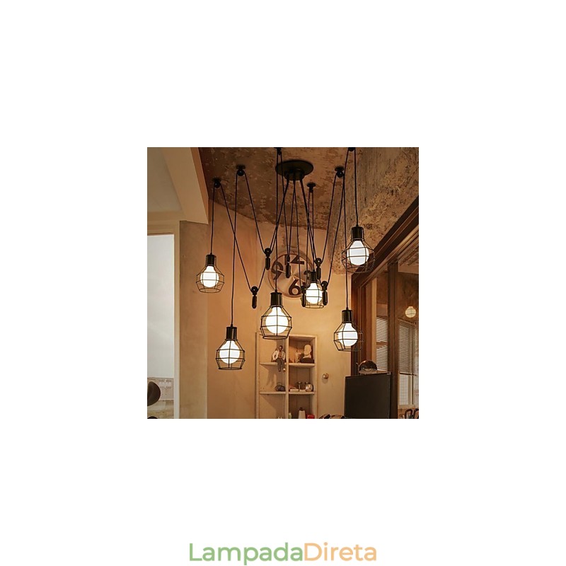 6 luzes Country Designers Metal Pendant Light