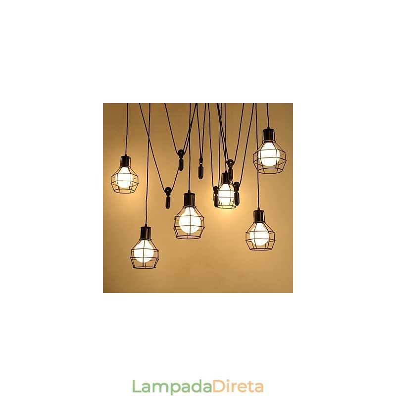 6 luzes Country Designers Metal Pendant Light