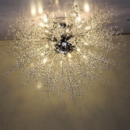Luminária pendente de cristal mitado G4 em aço inoxidável com diâmetro de 90 cm