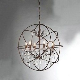 Lustre de metal com pintura de cristal vintage