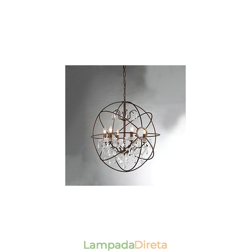 Lustre de metal com pintura de cristal vintage