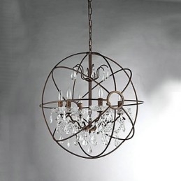 Lustre de metal com pintura de cristal vintage