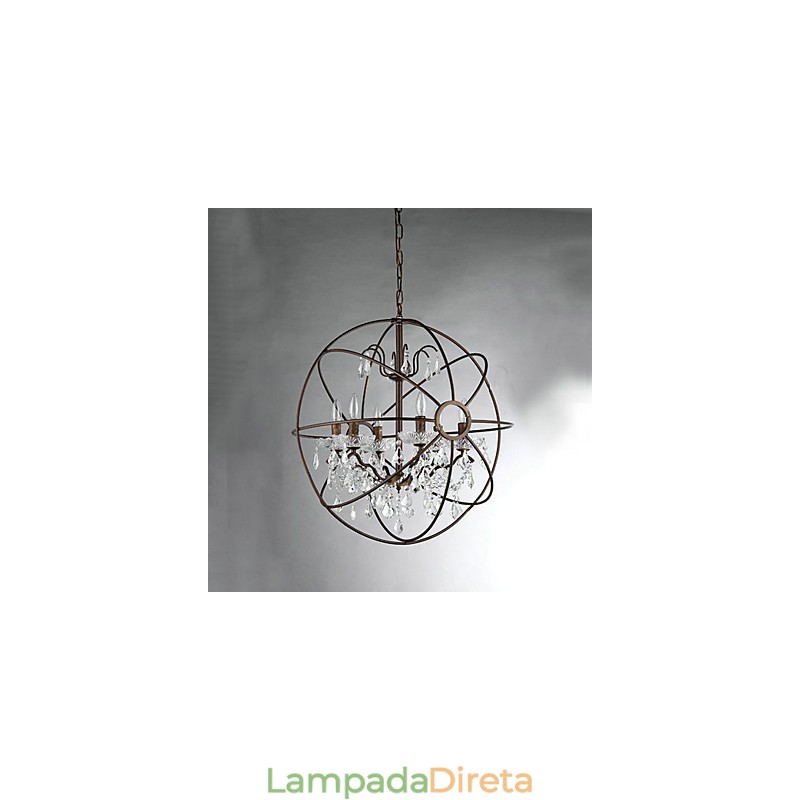 Lustre de metal com pintura de cristal vintage